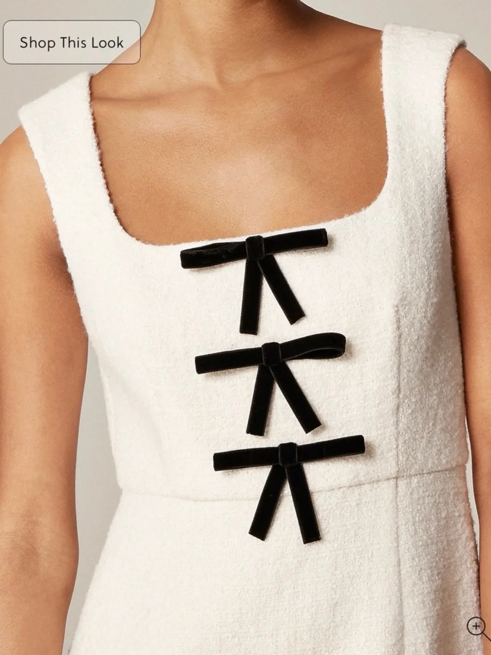 NWT | J. CREW Women’s Sophia Dress with Velvet Bows in Tweed | Ivory | Size 4 - Picture 14 of 16